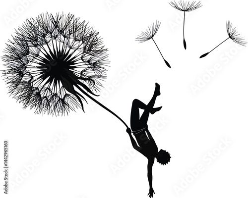 Upside Down Silhouette, Dandelion, Minimalist