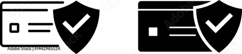 secure payment icon set. card with check mark. during purchase representing secure transactions. financial protection
