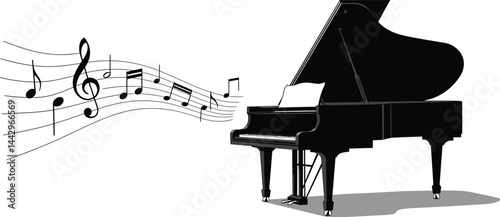 Minimalist Grand Piano Vector Art