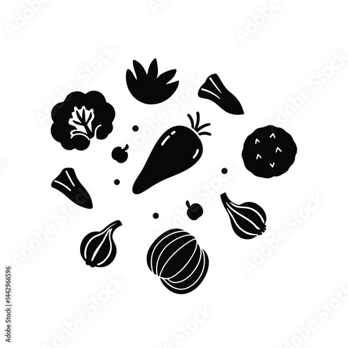 Falling Vegetables Isolated vector illustration