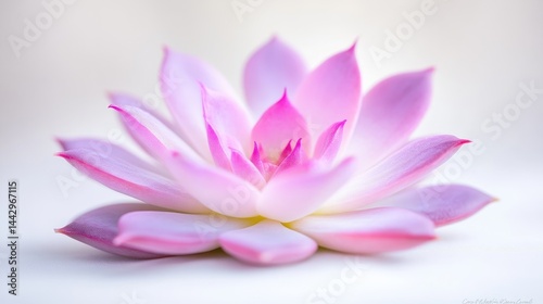 Pink Echeveria Succulent Soft Focus High Resolution Close-up view Delicate Petals Peaceful Bloom Neutral Background Pastel Serenity Perfect for Wellness Ads