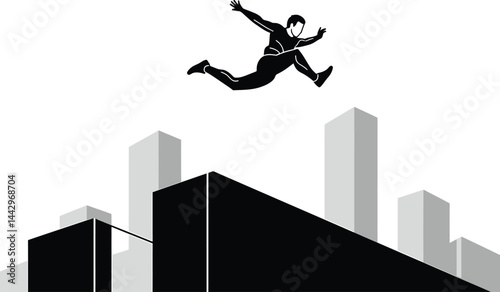Parkour Vault: Minimalist Urban Vector Art