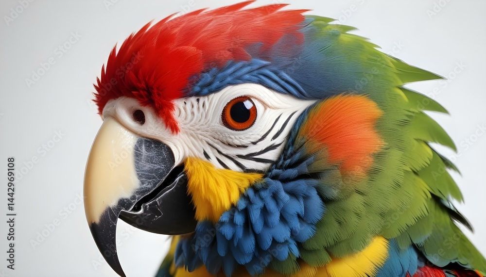 Fototapeta premium A stunning close-up of a colorful parrot, displaying its intricate feather details and vibrant colors.