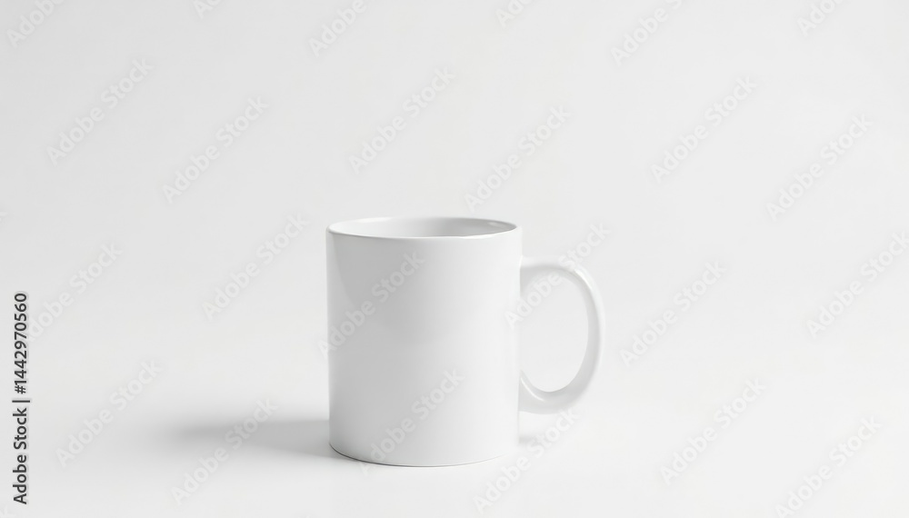 One white ceramic mug isolated on white backdrop, background, product, object One white ceramic mug isolated on white backdrop, background, product, object