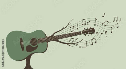 Guitar Tree: Minimalist Music Vector Art