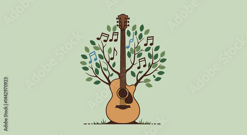 Guitar Tree: Minimalist Music Vector Art