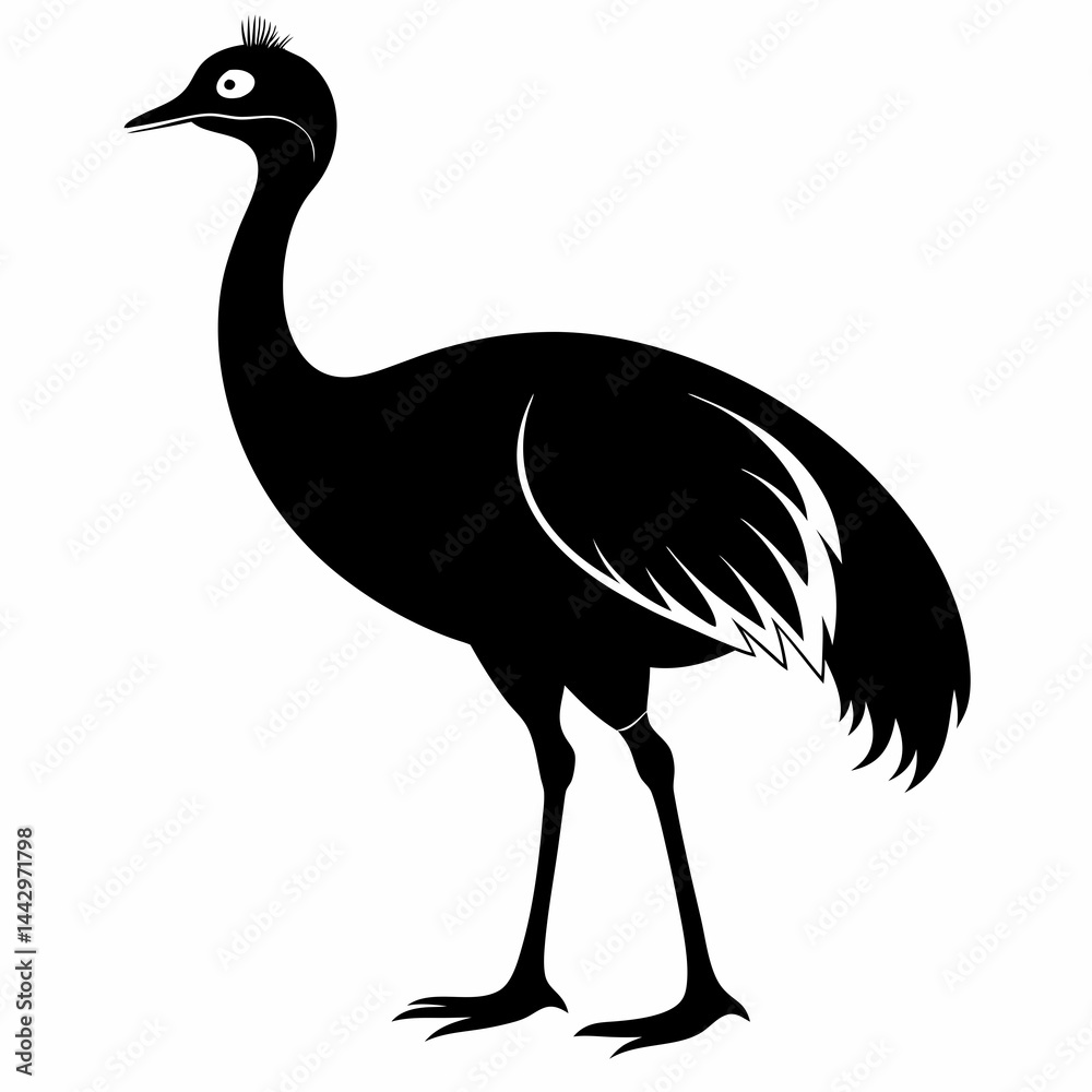 Fototapeta premium Black Cassowary Silhouette Illustration