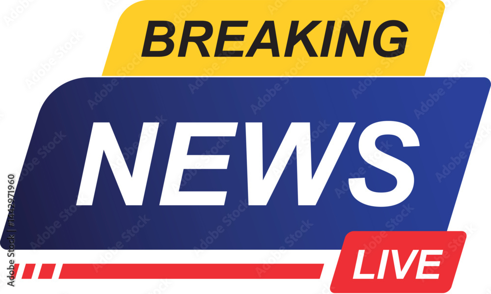 Fototapeta premium Breaking News Live Banner - Urgent Red Alert Strip for Broadcasts & Emergency Alerts