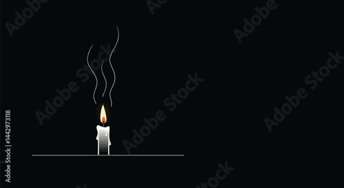 Burning Candle in Darkness - Minimalist Vector