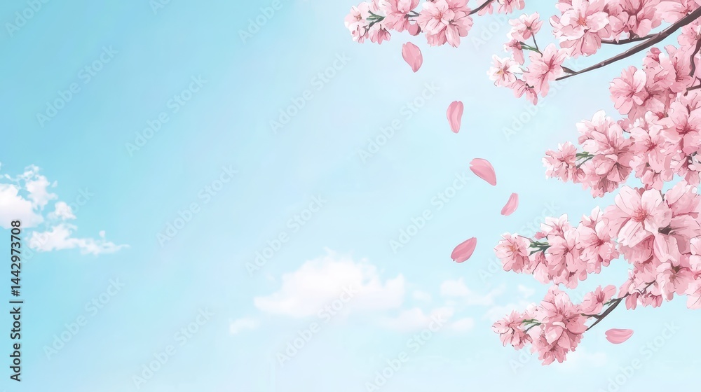 Beautiful Cherry Blossom Branches Against a Clear Blue Sky Beautiful Cherry Blossom Branches Against a Clear Blue Sky