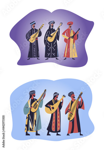 Middle Eastern musicians vector illustration