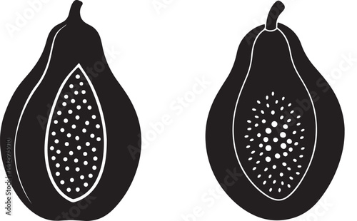 vector illustration of an papaya halves