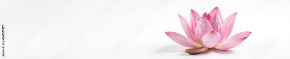 Fototapeta premium Single lotus flower isolated on white background, minimalist, simplicity, serene