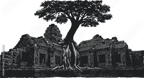 Ancient Tree Ruins Vector