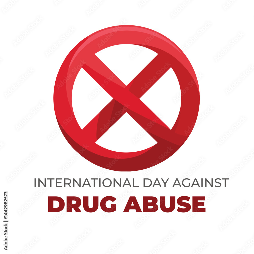 Fototapeta premium International Day Against Drug Abuse Vector Graphic with No Cannabis Symbol