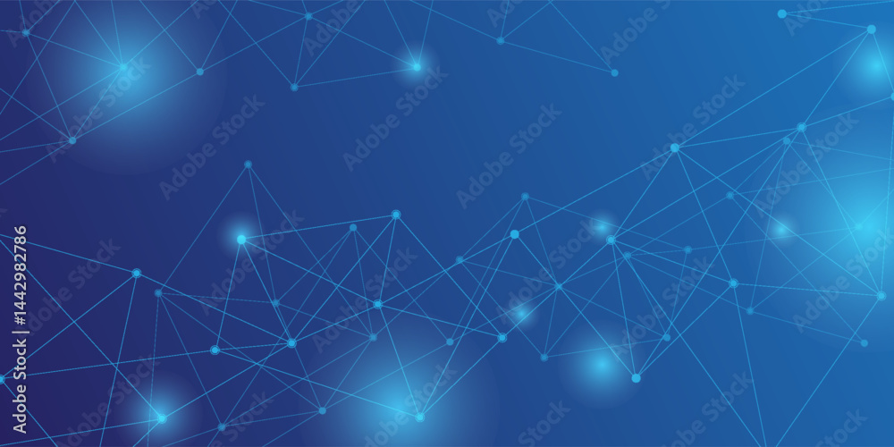 Abstract science connect data network and blue medical background. Vector cripto blockchain design for web. vector illustration