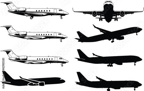 Airplane Silhouette Collection with Various Flight Angles