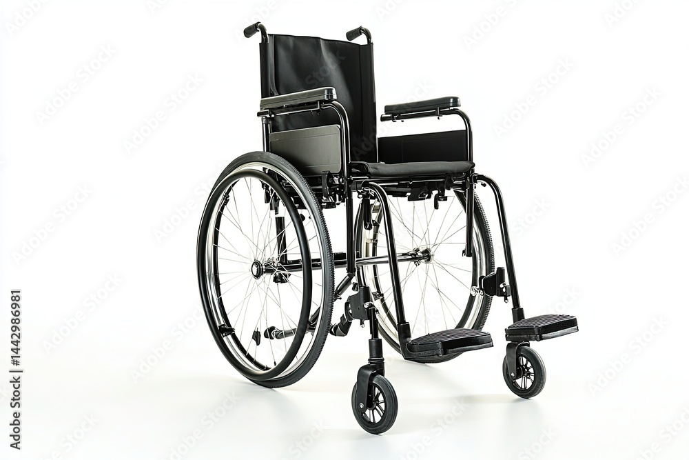 Fototapeta premium Black disability wheelchair crutch and metallic