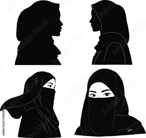 Diverse Headscarf Silhouette Set