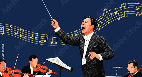 Orchestral Conductor, Vector Art, Leadership, Music