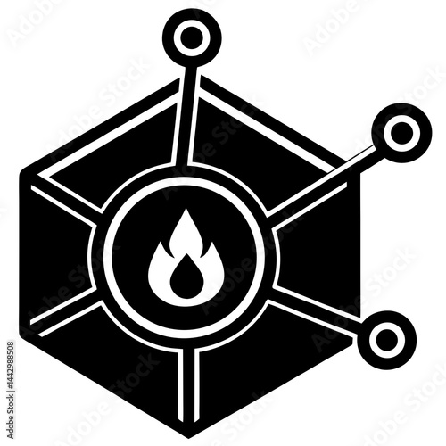 Methane Molecule Icon Vector ,Flat Chemistry Structure for Science and Education