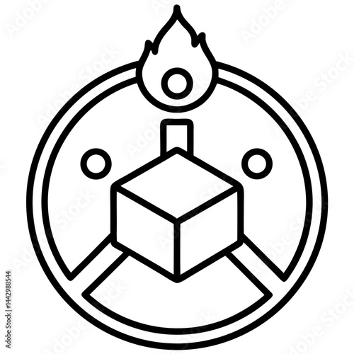 Methane Molecule Icon Vector ,Flat Chemistry Structure for Science and Education