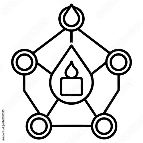 Aromatherapy Essential Oil Network Icon – Wellness & Spa Vector Design