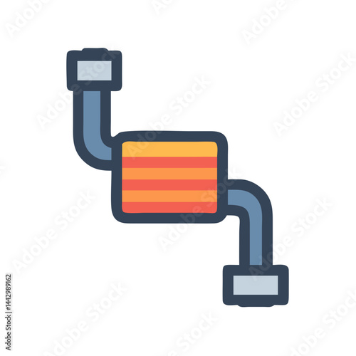 Colorful Exhaust Muffler Icon - Flat Vector Silencer for Vehicle and Auto Design
