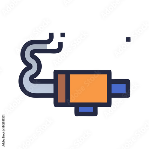 Cartoon Exhaust Muffler Icon with Smoke - Fun Vector Silencer for Auto Design