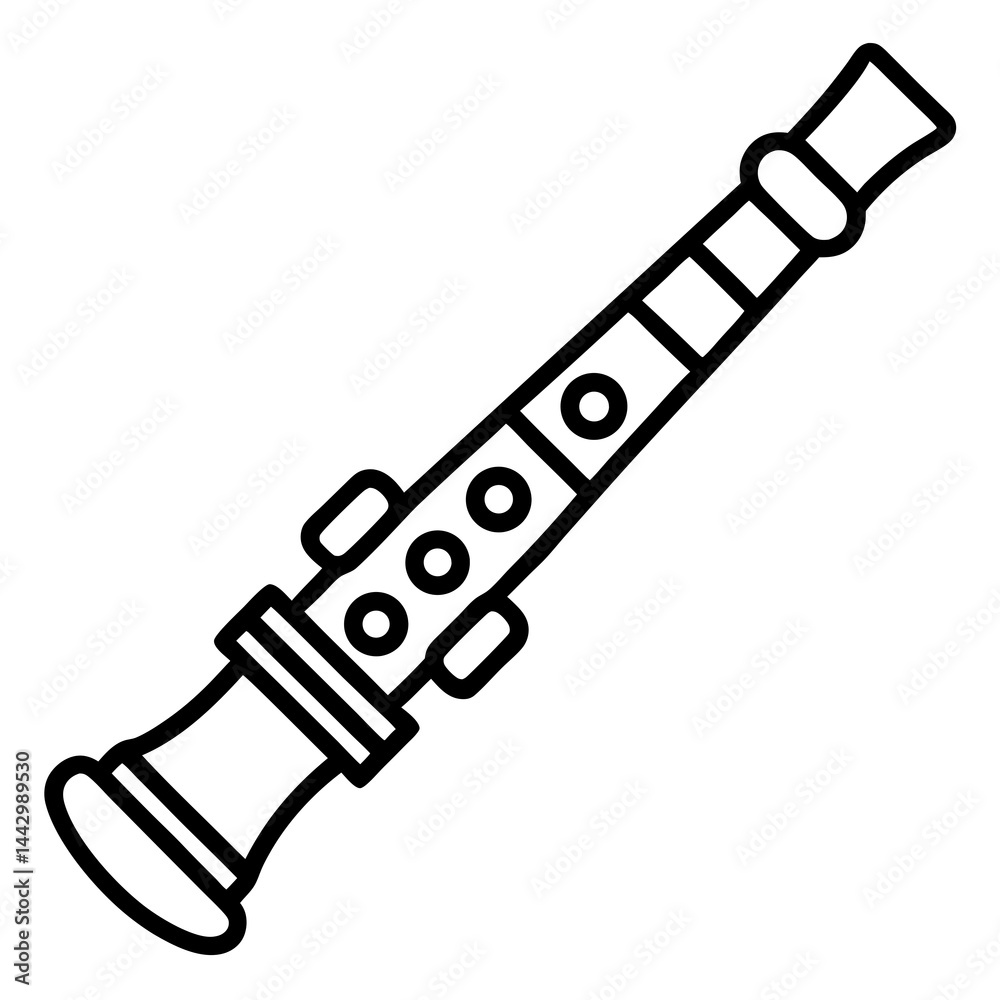 Black Line Recorder Flute Icon Vector Black Line Recorder Flute Icon Vector