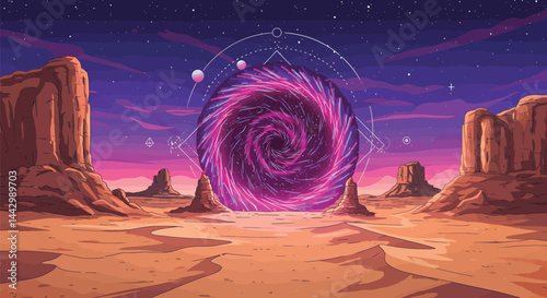 Cosmic Portal in Desert Landscape