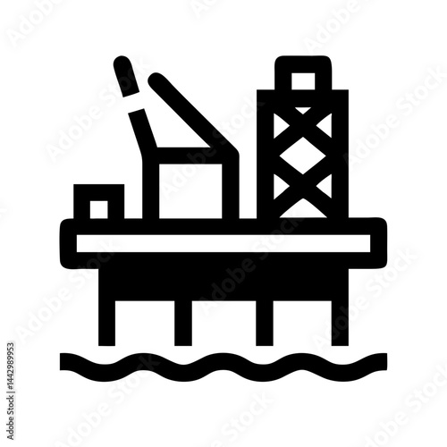 Offshore Drilling Rig Icon – Oil Industry Symbol