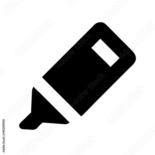 Minimal Black Highlighter Pen Icon - Vector Office Supply Design