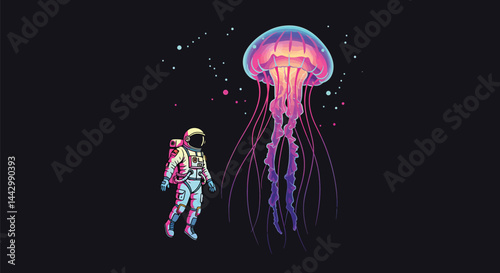 Astronaut and Giant Space Jellyfish