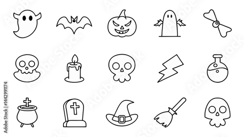 set of halloween icon vector on white background
