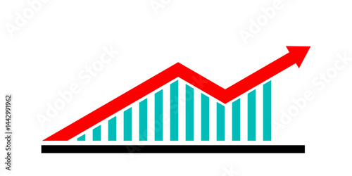 Financial arrows up and down. Vector graph with green and red arrows. Chart with increase, decrease. Vector