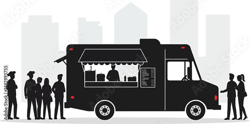 Food Truck Silhouette: Urban Culinary Scene