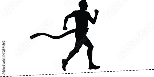 Senior Marathon Runner Silhouette, Finish Line