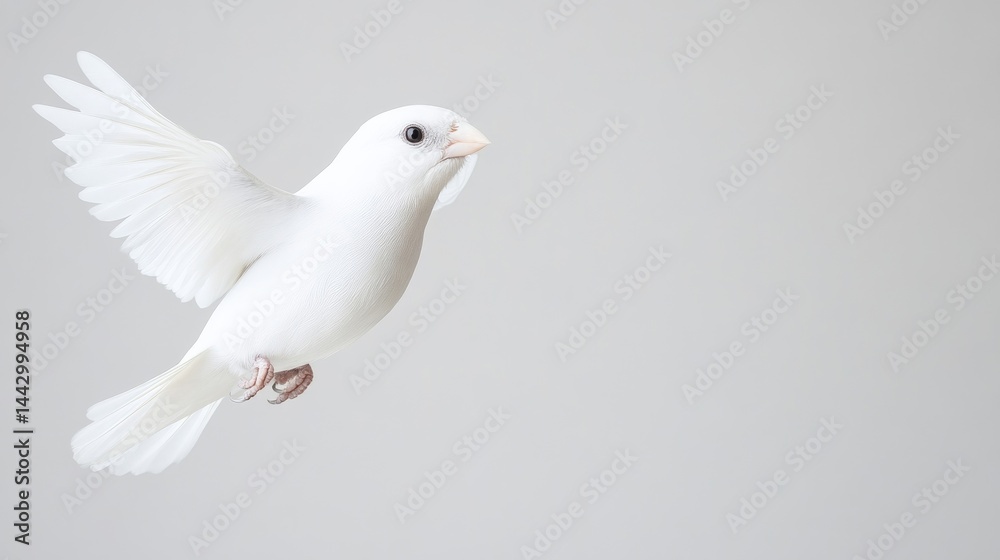 Fototapeta premium White bird in flight against a plain backdrop