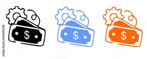 Asset Management icon set with decision making, company, document, client, investor, investment, bank account, wallet, property, digital asset icon. Simple handdrawn vector