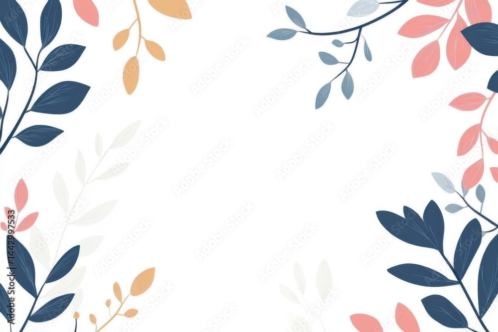 Fototapeta premium Pastel Leaves Frame with White Background.