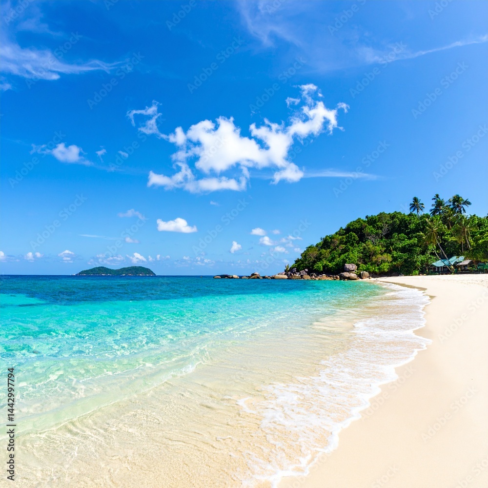 Fototapeta premium Beautiful paradise vacation landscape at beach ocean.