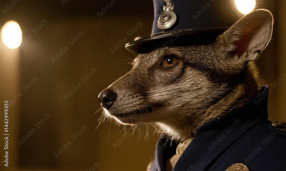 A close-up shot of a dog wearing a hat