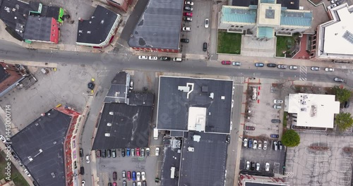 Pawtucket RI, USA - April 5, 2025:  Aerial video of downtown Pawtucket and the surrounding area.
