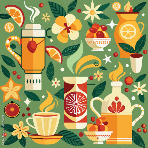 seamless pattern with cups