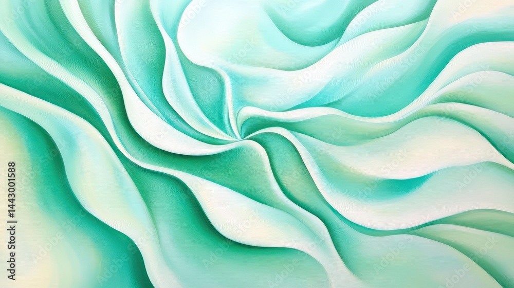 Obraz premium Abstract teal and cream flowing shapes