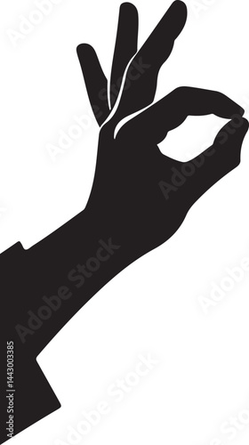 Hand Gesture Making Pinch Sign Black Silhouette Isolated On White Background