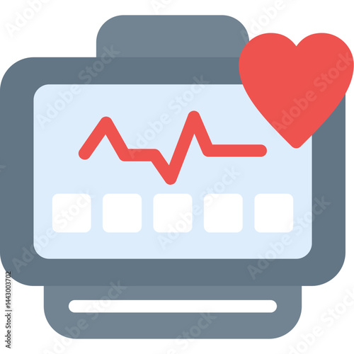 Heart Rate Monitor Flat Icon