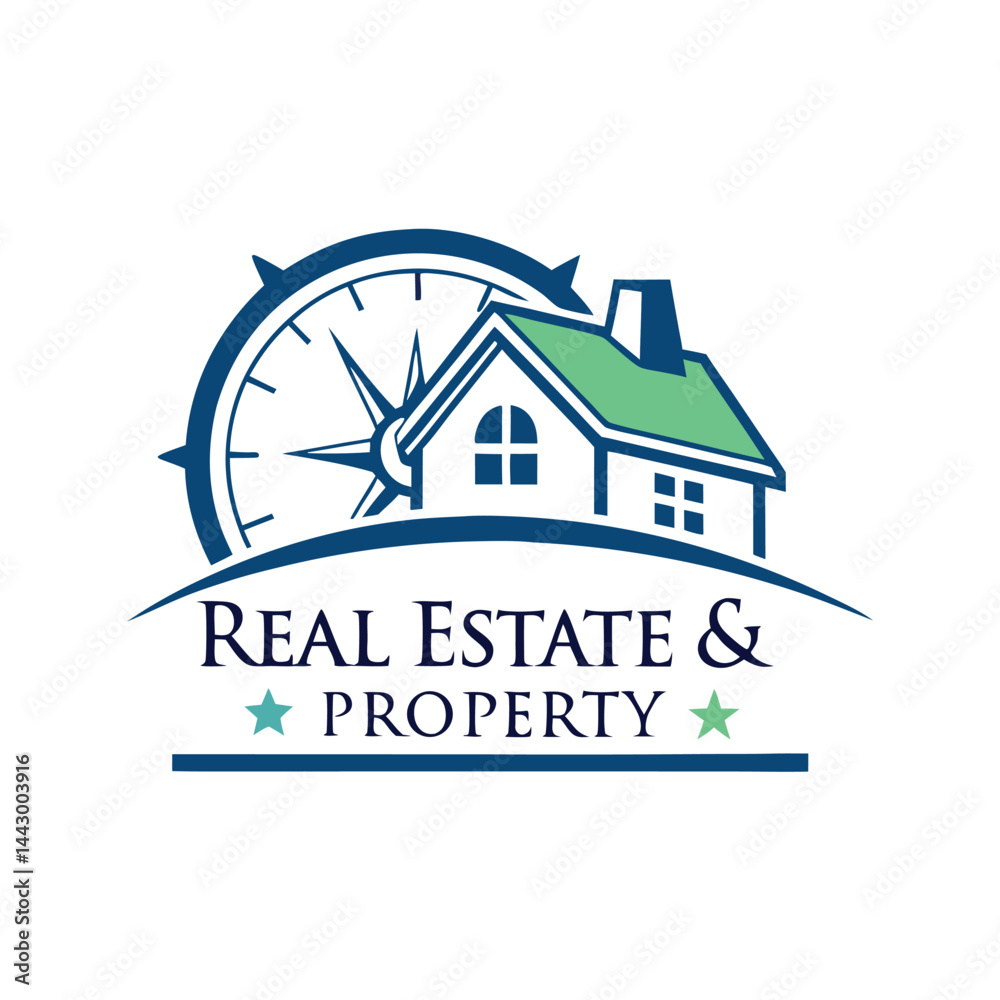 A real estate company logo design often uses a house or building icon as a symbol for property business