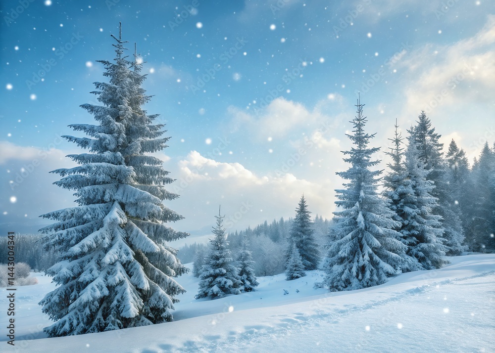 Winter Wonderland Snow-Covered Evergreen Trees in a Snowy Landscape Winter Wonderland Snow-Covered Evergreen Trees in a Snowy Landscape